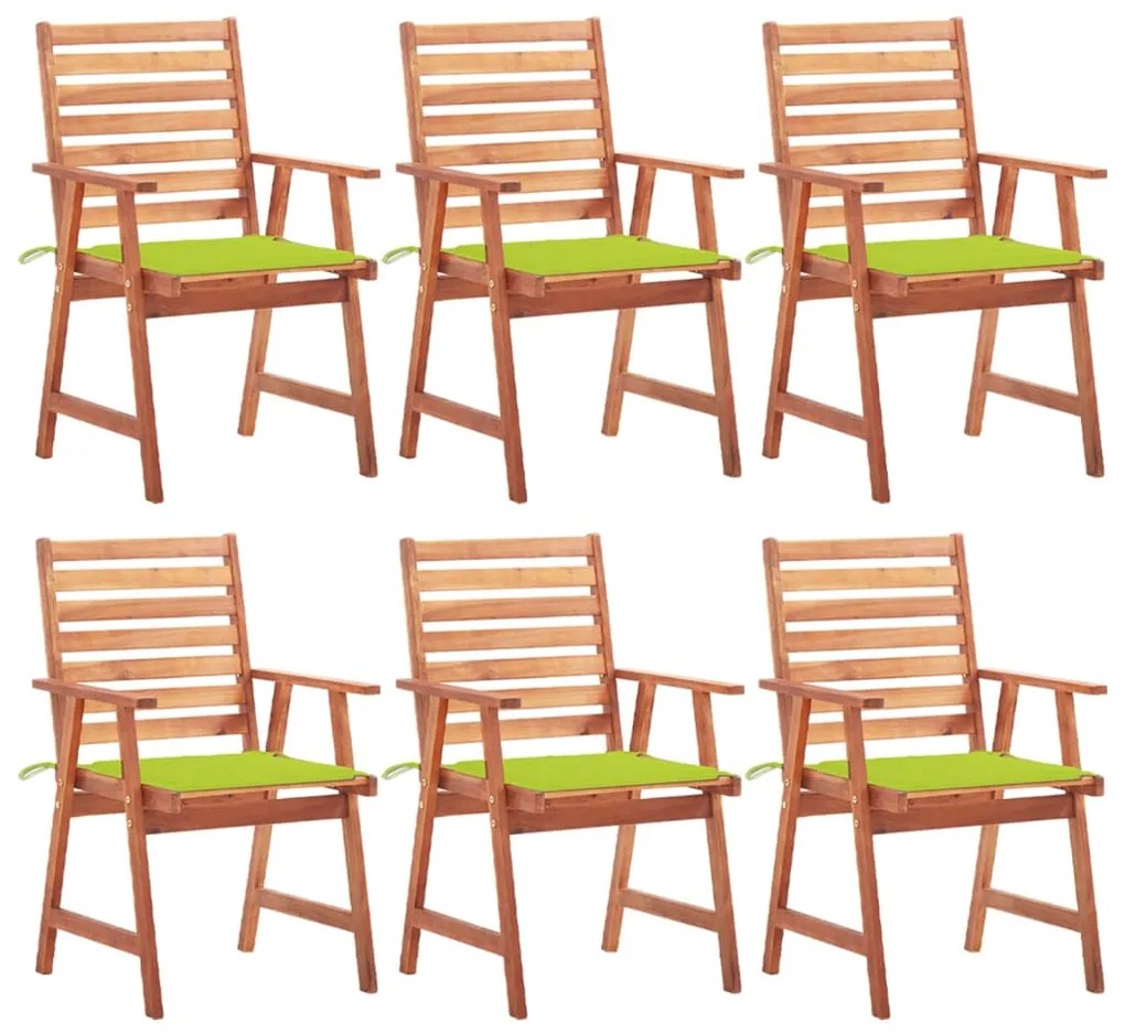 3078358 vidaXL Градински трапезни столове, 6 бр, с възглавници, акация масив