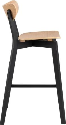 РОКСИ Естествен дъб/черна рамка - ДЪРВЕН ХОКЕР БАР СТОЛ ЗА КУХНЯ ХОЛ РЕСТОРАНТ РЕТРО