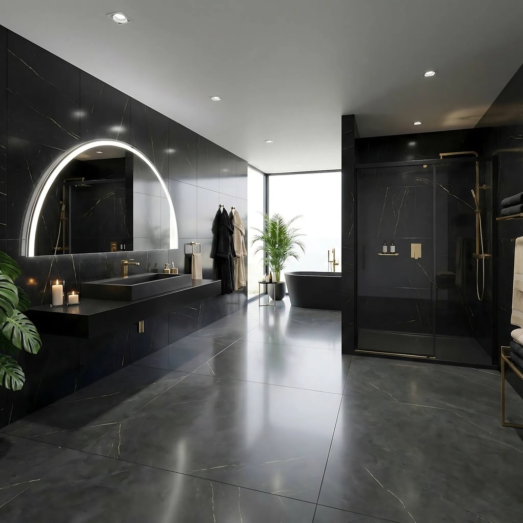 Умивалник мраморен композит Rea BLACK MAT 60CM