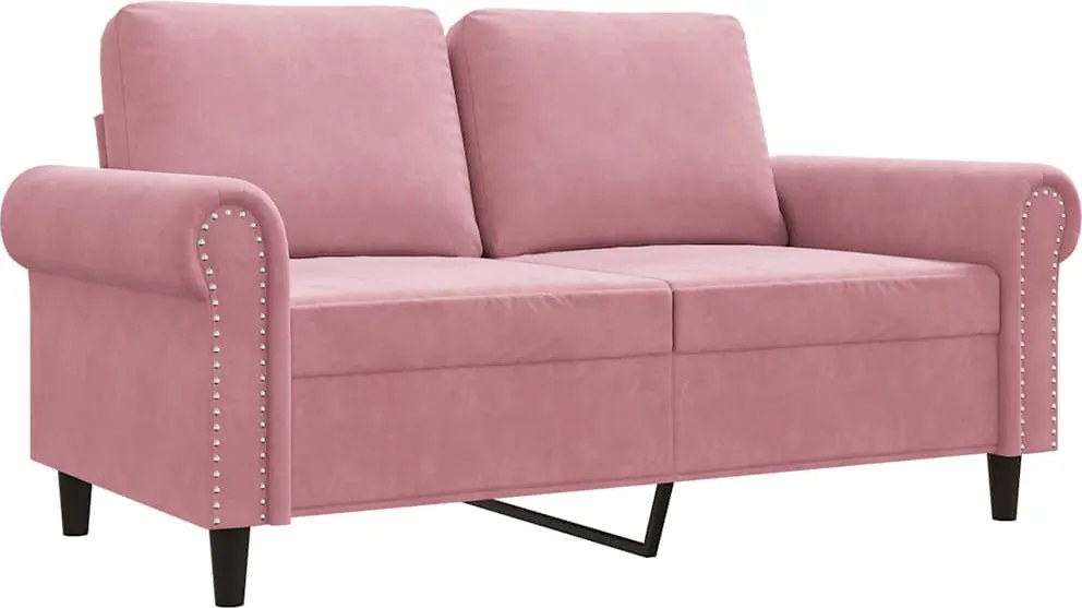 359522 vidaXL 2-местен диван, розов, 120 см, кадифе