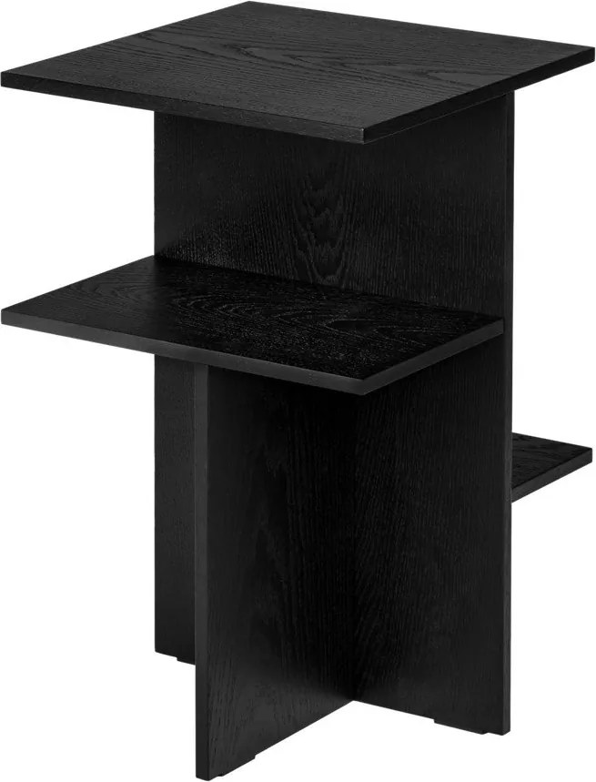 Черно нощно шкафче от декор от дъб с рафтове Atik – noo.ma