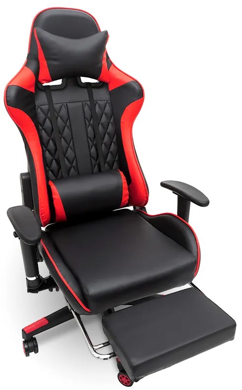 Масажен стол за игра с поставка за крака - червен