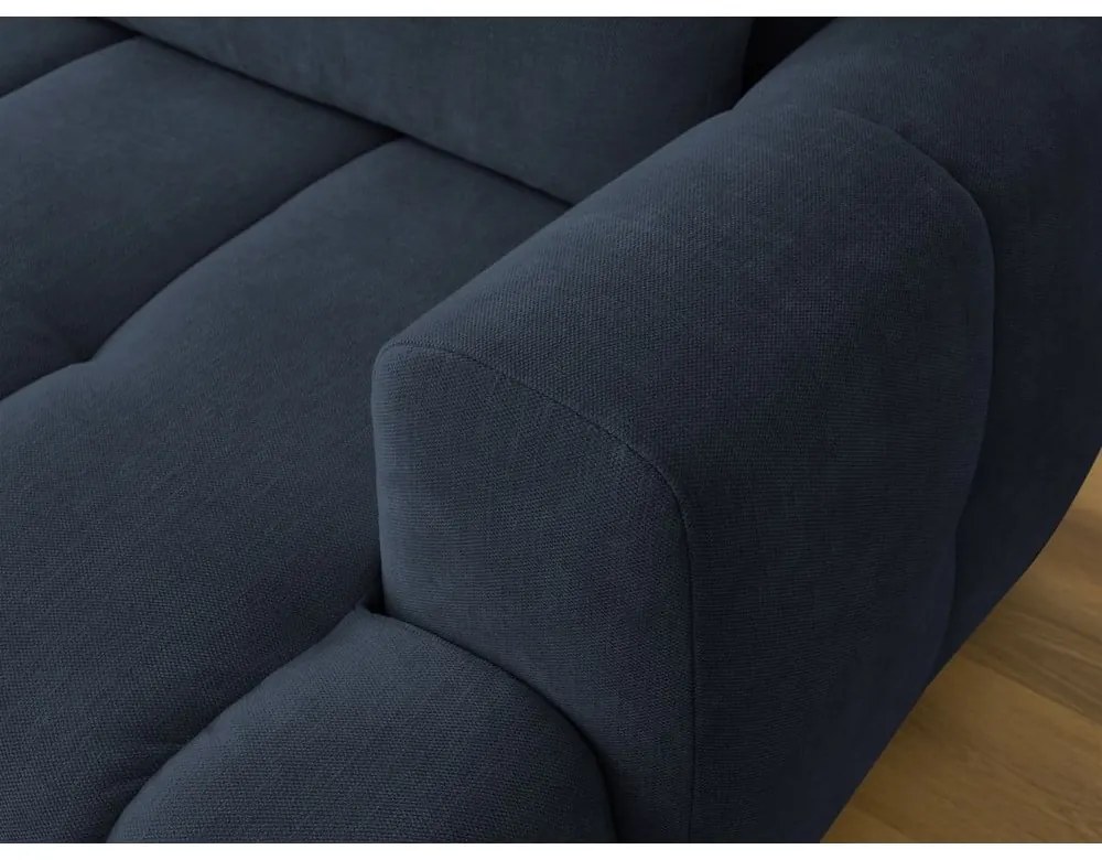 Тъмносин сгъваем/с място за съхранение ъглов диван (ляв ъгъл) Fuji – Bobochic Paris