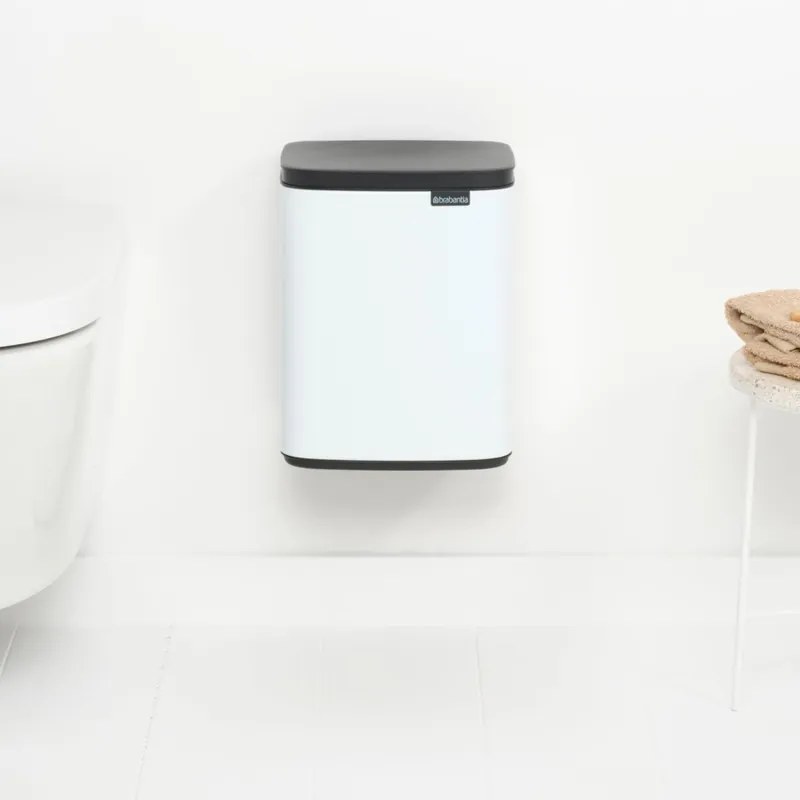 Кош за боклук Brabantia Bo Small 1006627, 7 л, Плавно и безшумно отваряне, Противоплъзгаща основа, Бял