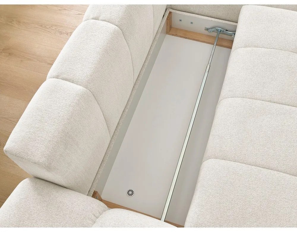 Бял шенилов сгъваем/с място за съхранение ъглов диван (десен ъгъл) Everest – Bobochic Paris