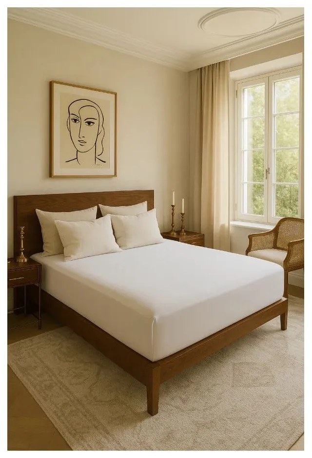 Бял еластичен чаршаф от памук Renforcé 200x140 cm Ranforce – Mila Home Luxury