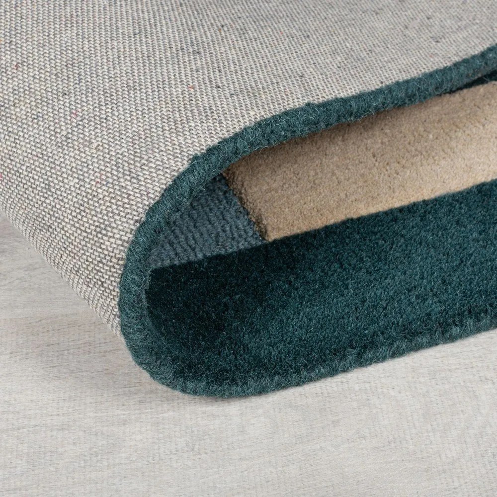 Тъмнозелен ръчно изработен вълнен килим 150x240 cm Labyrinth Shaped – Flair Rugs