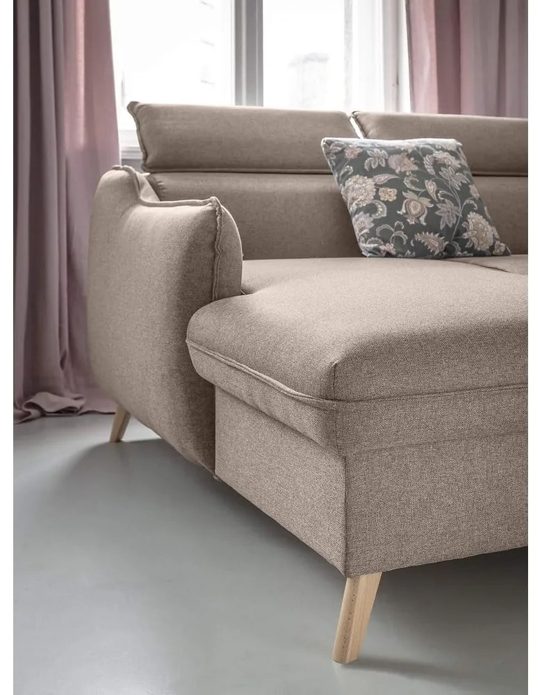 Бежов ъглов разтегателен диван, ляв ъгъл Sweet Harmony - Miuform