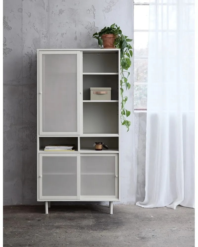 Сиво метално шкафче с плъзгащи се врати 90x180x40 cm Veep – Unique Furniture