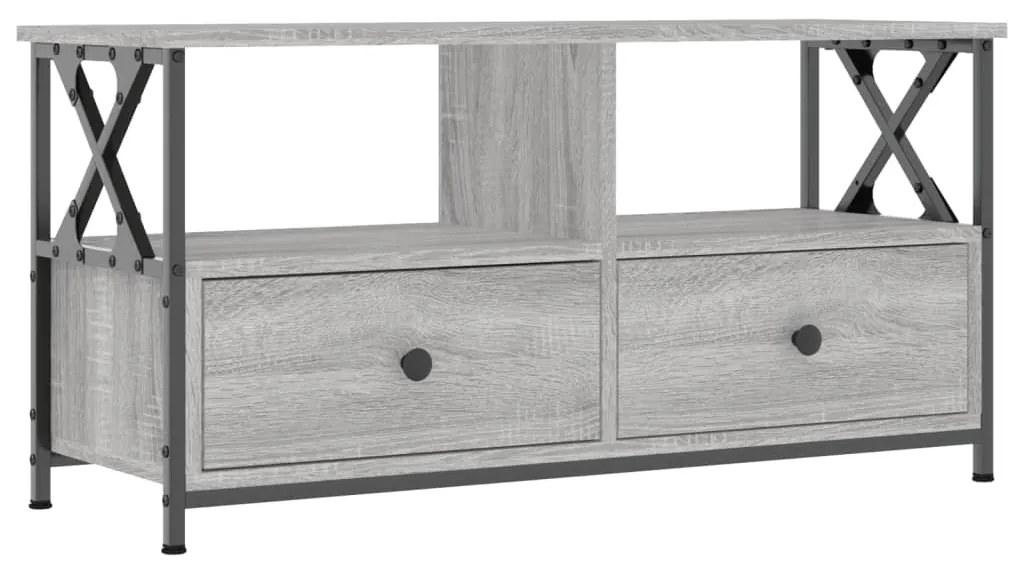 831796 vidaXL ТB шкаф, сив сонома, 90x33x45 см, инженерно дърво и желязо