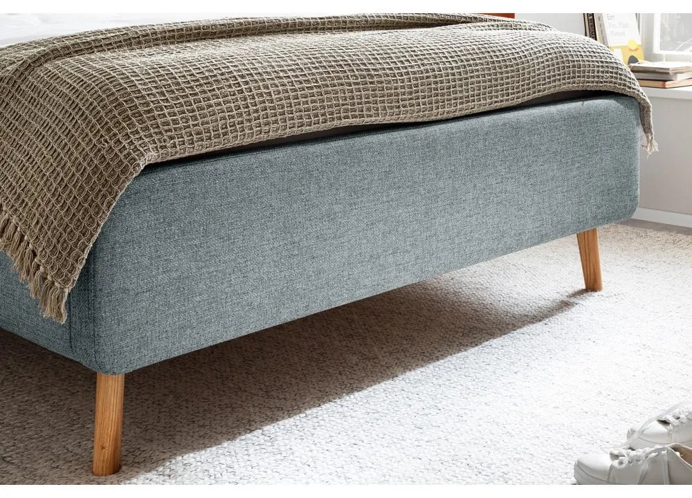 Сиво-синьо двойно легло 140x200 cm тапицирано с място за съхранение с включена подматрачна рамка Lotte – Meise Möbel