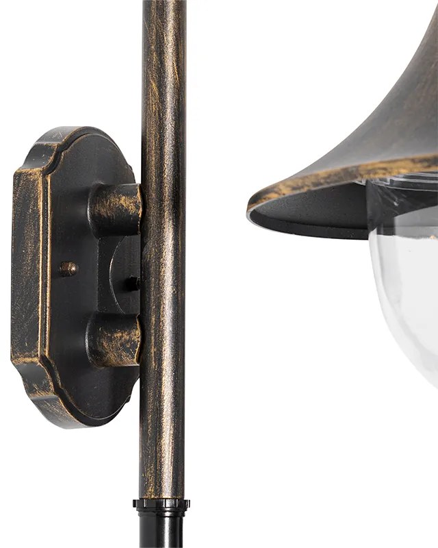 Външна стенна лампа антично злато IP44 с датчик за движение - Daphne