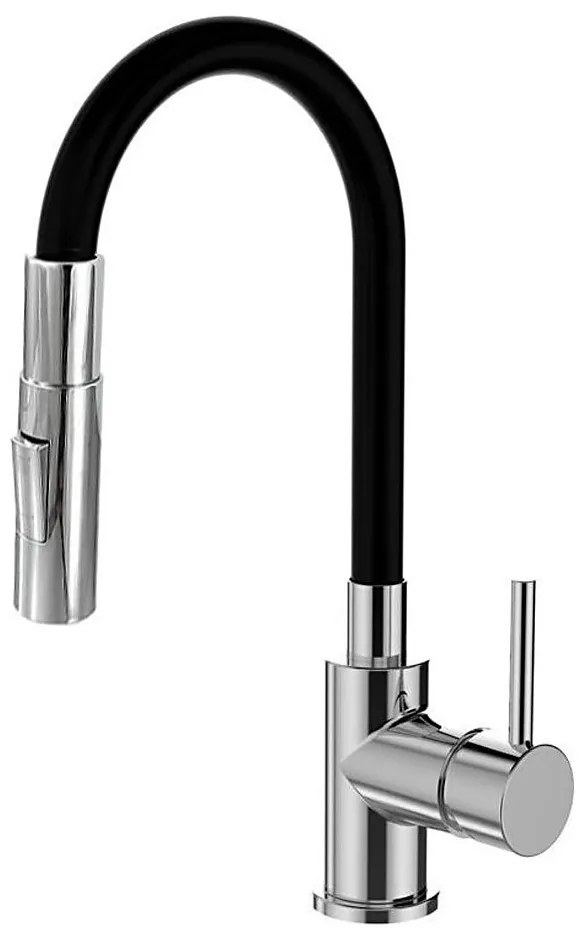 ALVEUS KI112111 - Смесител BEA 47 см с гъвкаво рамо, хром/черен