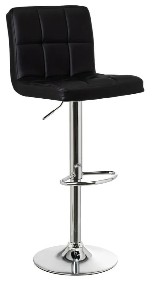 Черни бар столове в комплект от 2 бр. с регулируема височина от имитация на кожа (височина на седалката 93 cm) – Casa Selección