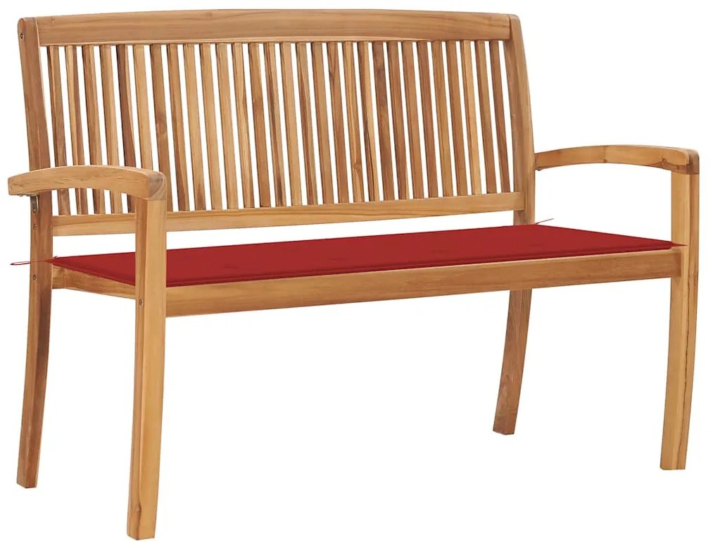 3063285 vidaXL Стифираща градинска пейка с възглавница, 128,5 см, тик масив