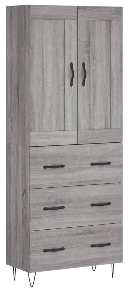 3199783 vidaXL Висок шкаф, сив сонома, 69,5x34x180 см, инженерно дърво