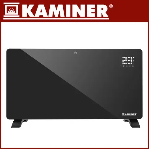 Стъклен електрически конвектор Kaminer Zelva 2500W — С WiFi управление, термостат и дистанционно