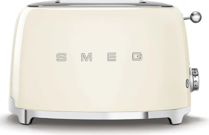 Тостер за хляб SMEG 50's Style TSF01CREU, 950W, 2 филии, 6 нива, Тавичка за трохи, Вграден кабел, Неръждаема стомана, Кремав