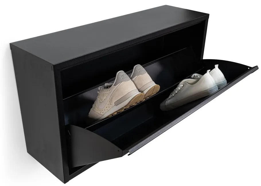 Черна метална накланяща се/висяща стойка за обувки 75x41x22 cm Billy – Spinder Design