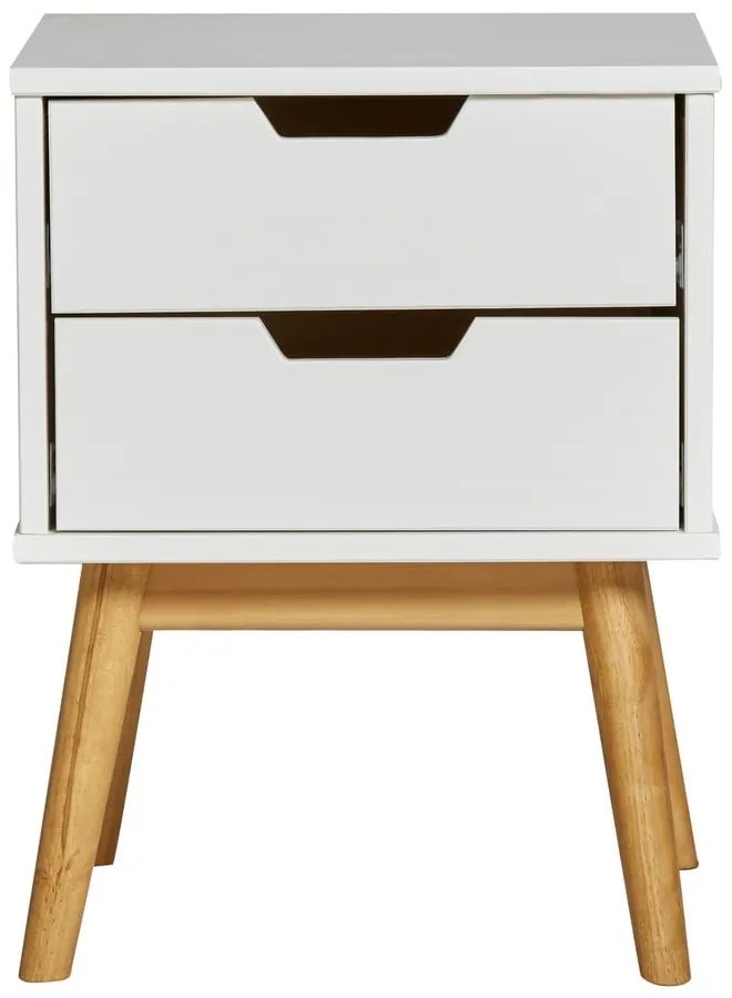 Бяла нощна масичка от масивна борова дървесина Baku - Marckeric