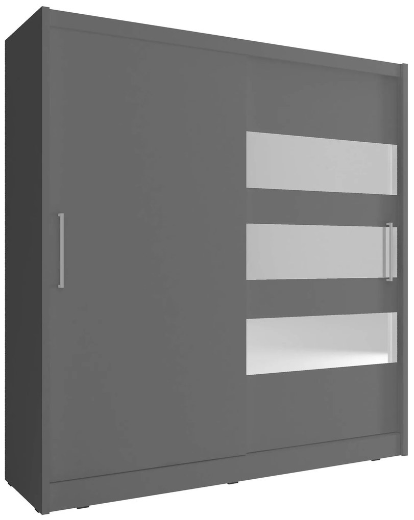 Гардероб Cosmo с плъзгащи врати-180 x 62 x 200 cm-сив