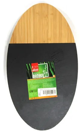 Бамбукова дъска за презентация със слюда елипсовидна 26x15,3xh1,9см (S011S)