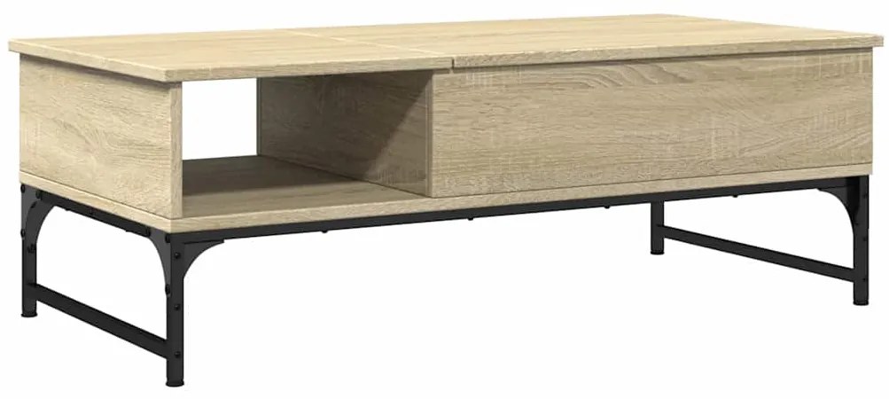 845392 vidaXL Кафе маса, дъб сонома, 100x50x35 см, инженерно дърво и метал