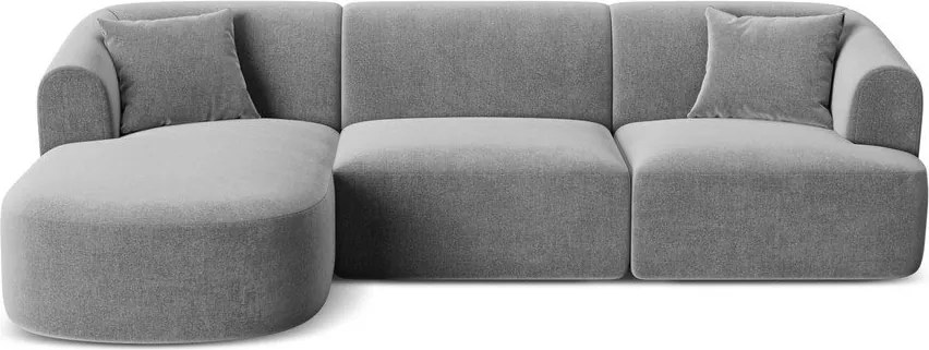 Светлосив кадифен ъглов диван (ляв ъгъл) Campi – Cosmopolitan Design