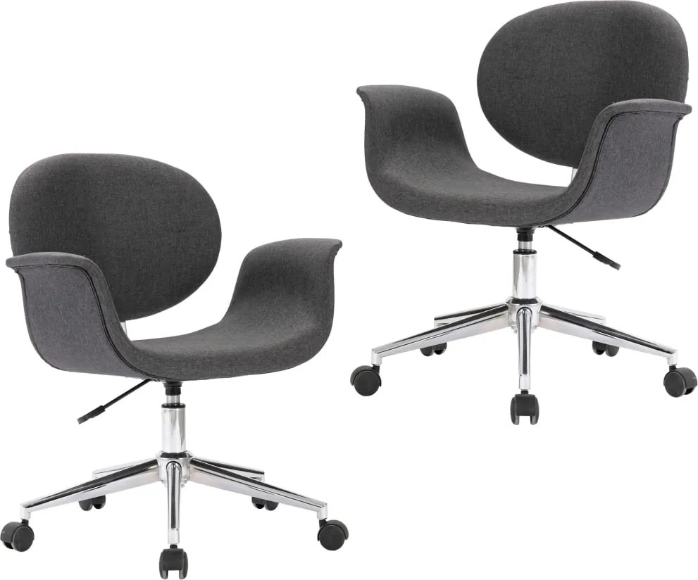 3054863 vidaXL Въртящи се трапезни столове, 2 бр, сиви, текстил