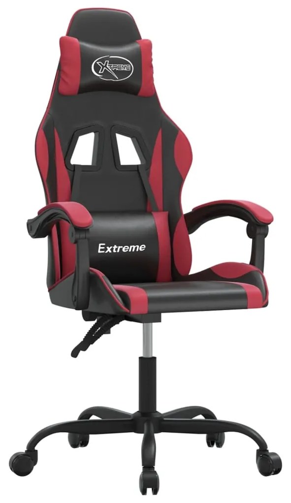 3143873 vidaXL Гейминг стол, черно и виненочервено, изкуствена кожа