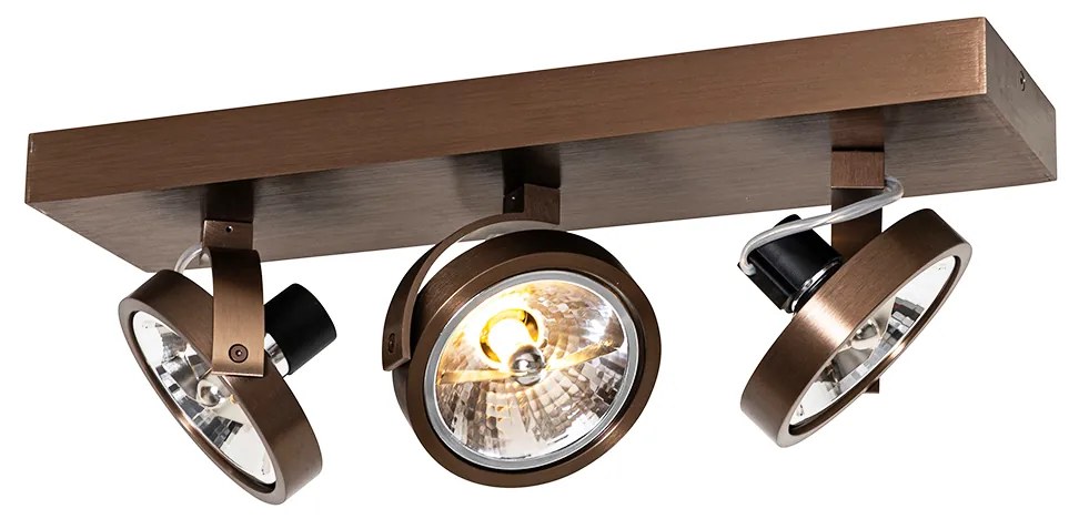 Дизайнерски прожектор тъмно бронз 3-светлина въртящ се и наклоняем - Go