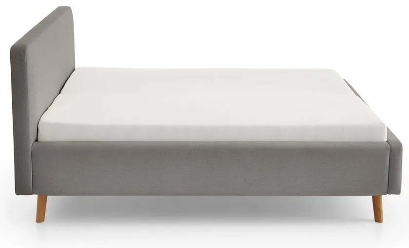 Светлосиво двойно легло 180x200 cm тапицирано без ламелно дъно Mattis – Meise Möbel
