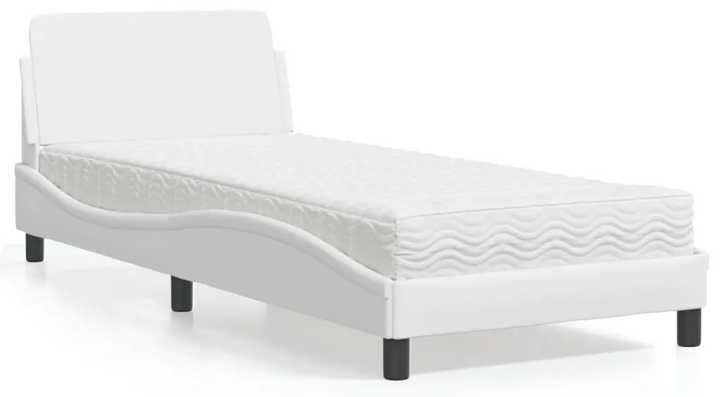 3208298 vidaXL Легло с матрак, бяло, 80x200 см, изкуствена кожа