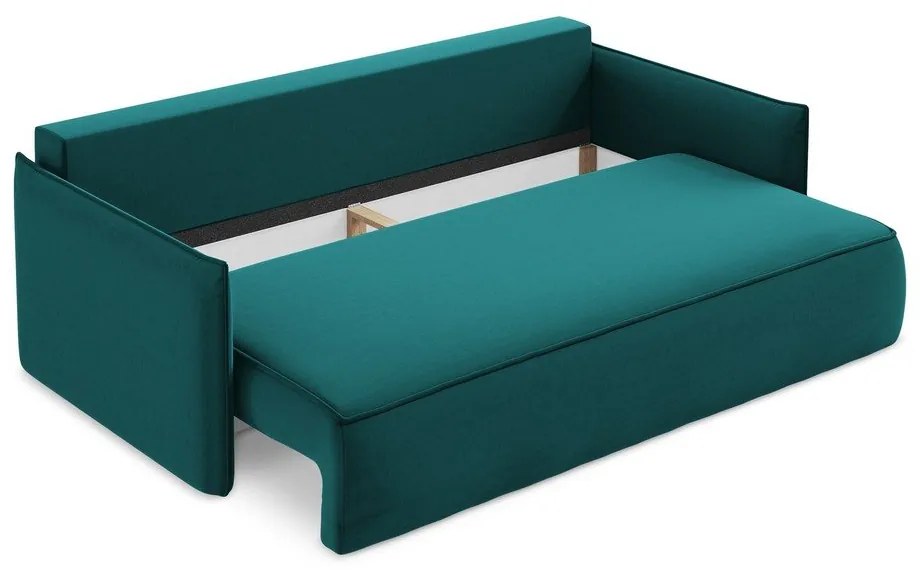 Тюркоазен кадифен разтегателен диван с място за съхранение 225 cm Hula – Makamii