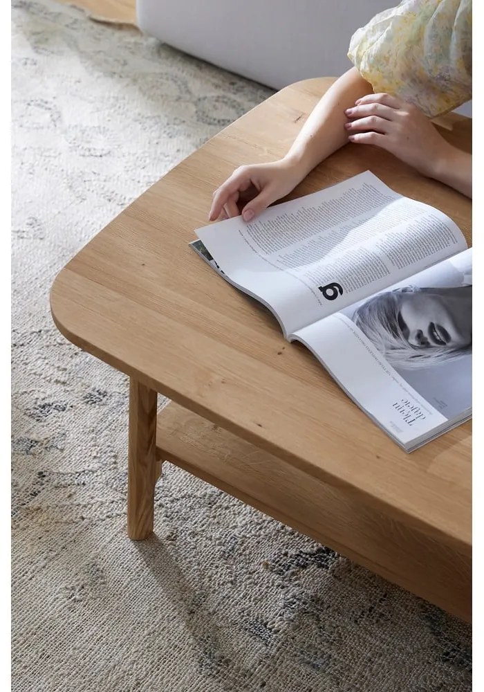 Масичка за кафе от масивен дъб в естествен цвят 70x110 cm Twig – The Beds