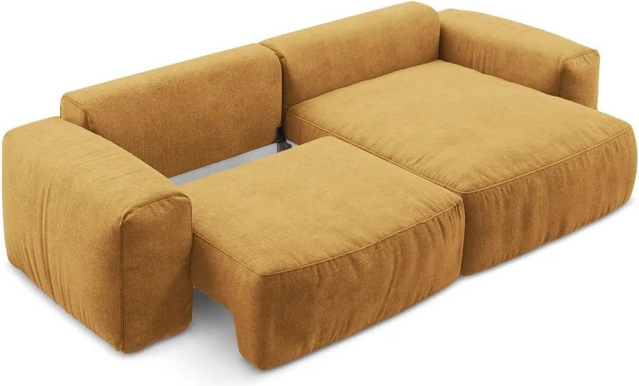 Шенилов сгъваем ъглов диван в цвят горчица (десен ъгъл) Kuki – Makamii