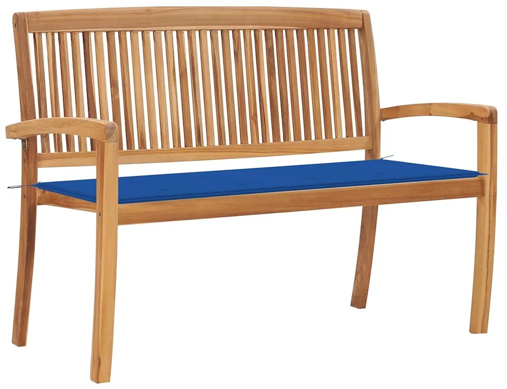 3063289 vidaXL Стифираща градинска пейка с възглавница, 128,5 см, тик масив