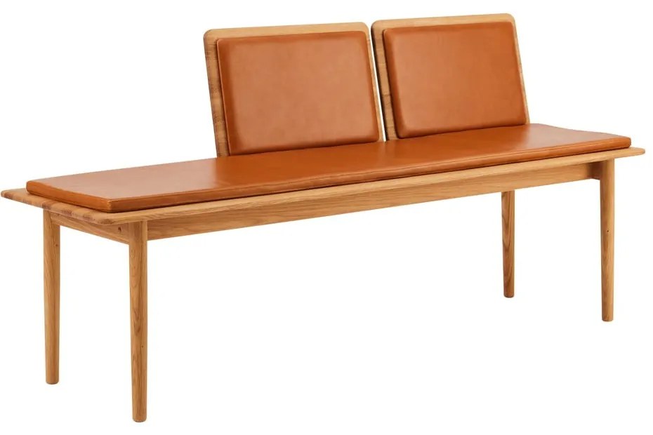Коняк кафява кожена пейка Elba - Hammel Furniture