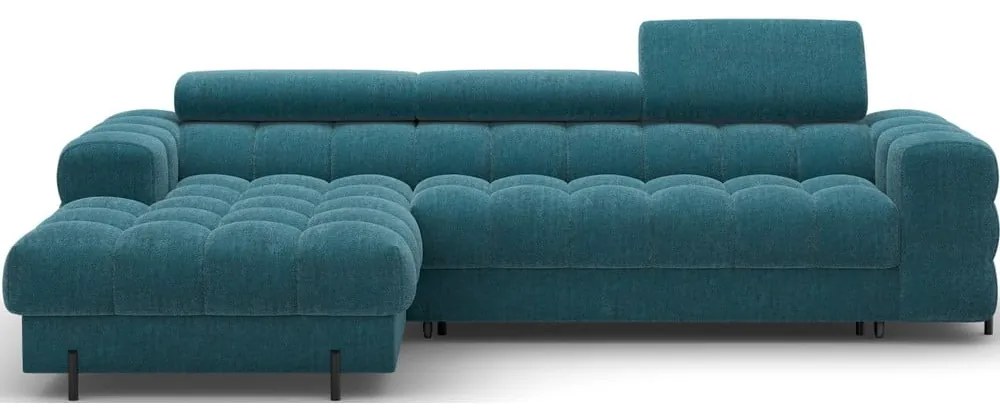 Син сгъваем/с място за съхранение ъглов диван от прежда с примки от букле (ляв ъгъл) Felro – ELTAP