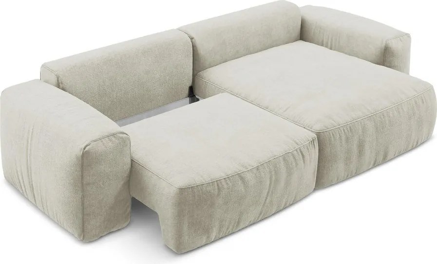 Бежов шенилов сгъваем ъглов диван (десен ъгъл) Kuki – Makamii