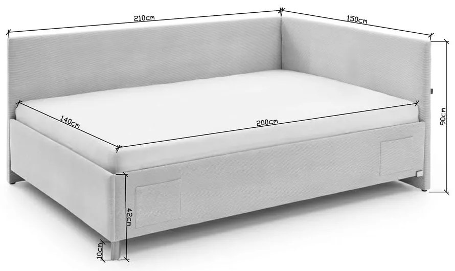 Розово тапицирано ъглово детско легло 140x200 cm без ламелно дъно Cool – Meise Möbel