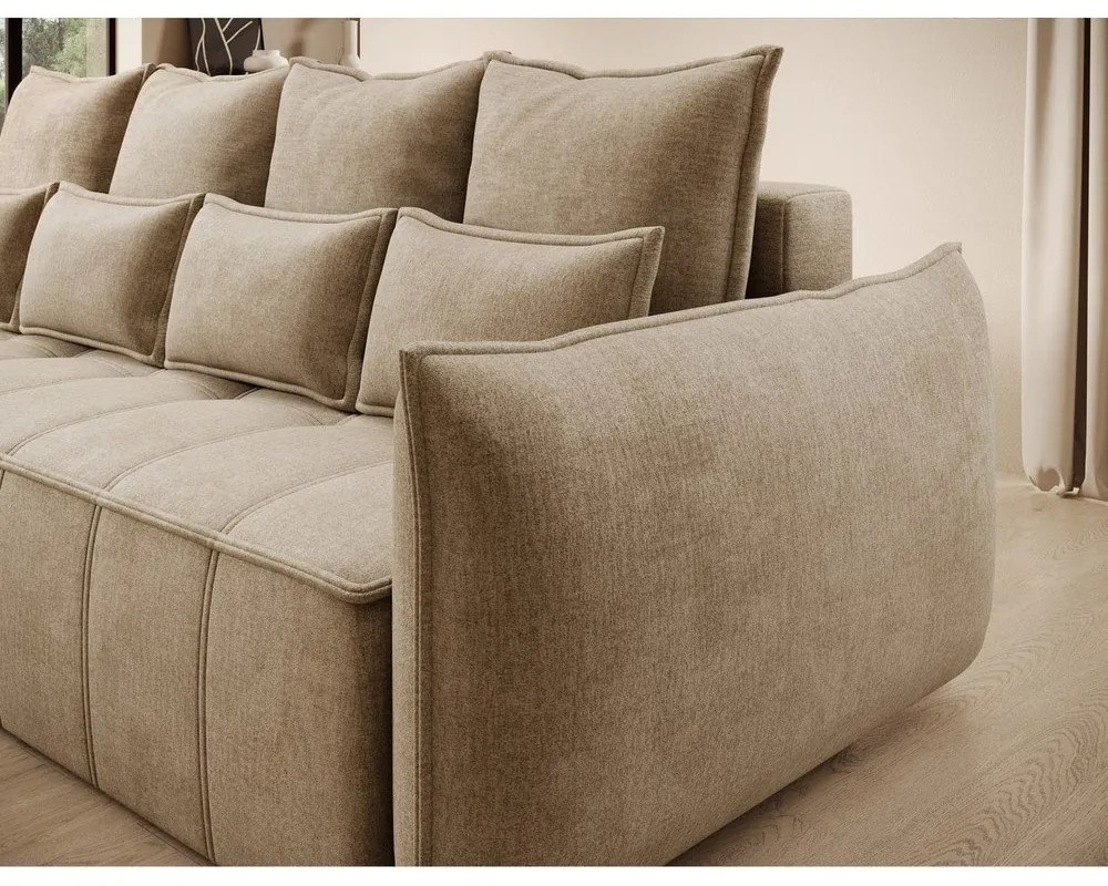 Светлокафяв кадифен разтегателен диван с място за съхранение 242 cm Weltton – ELTAP