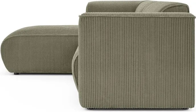 Зелен ъглов диван от рипсено кадифе (ляв ъгъл) Merid – Ropez