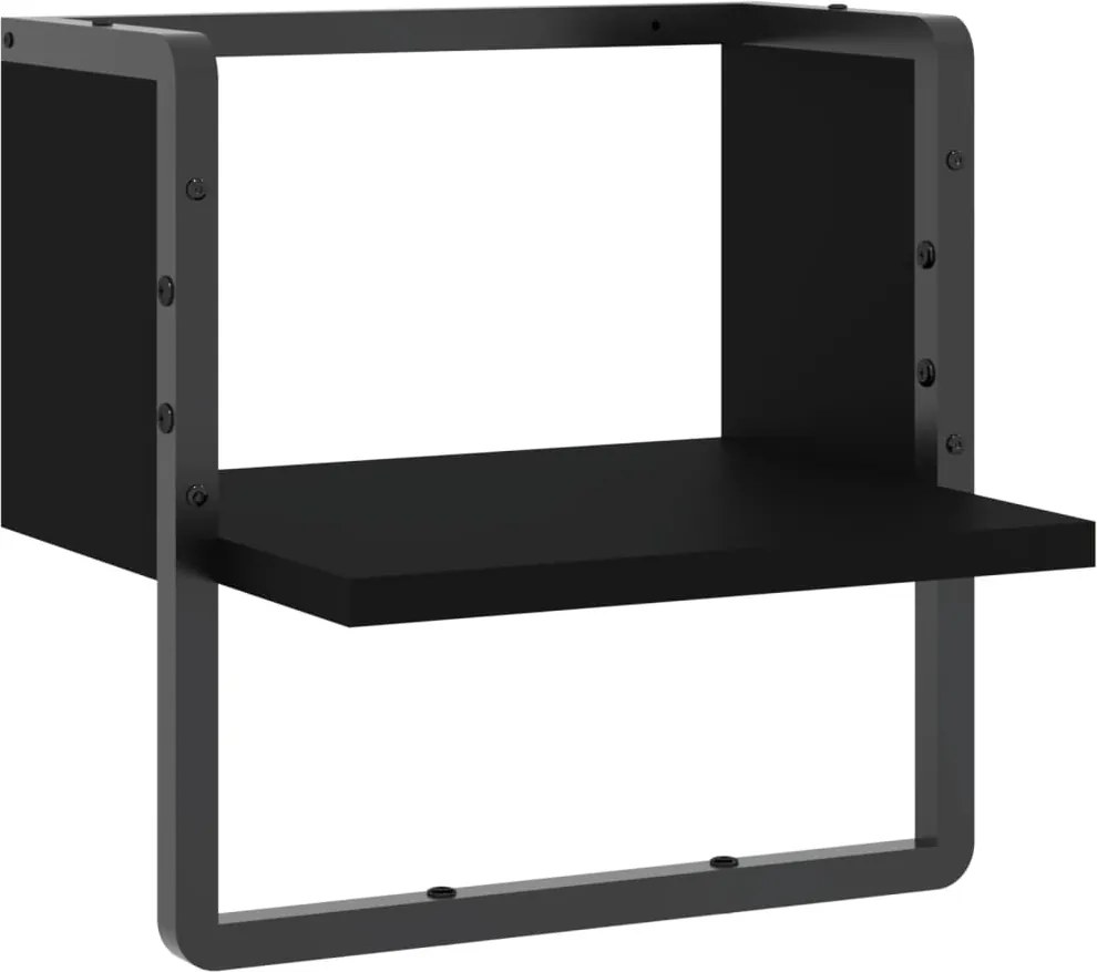836278 vidaXL Стенен рафт с шина, черен, 30x25x30 см