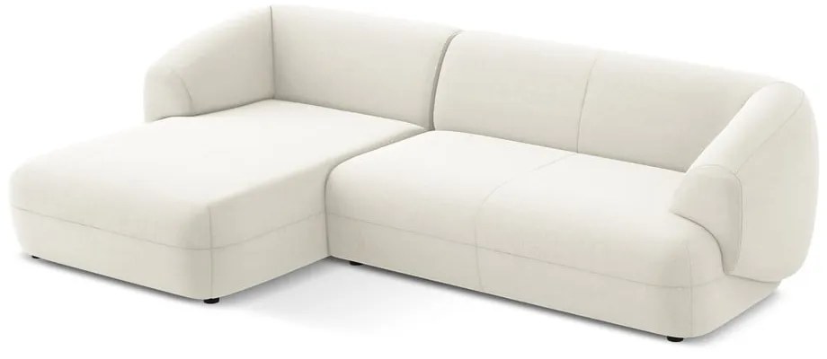 Бял кадифен ъглов диван (ляв ъгъл) Moana – Makamii