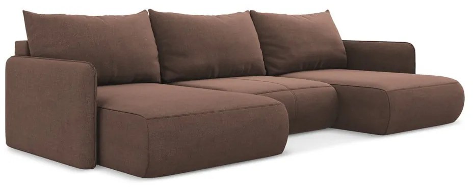 Розов разтегателен ъглов диван с място за съхранение Nanea – Makamii