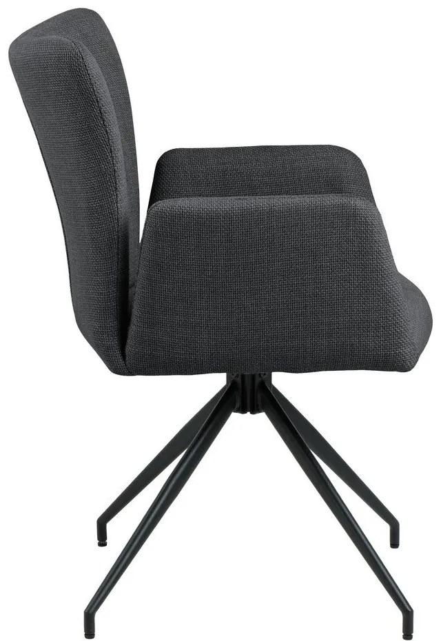 Тъмносиви тапицирани трапезни столове в комплект с подлакътници 2 бр. Laura – Actona