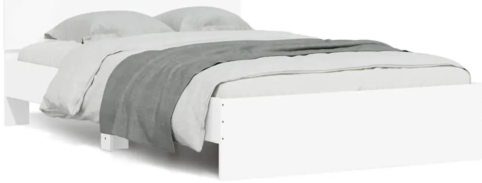3207623 vidaXL Рамка за легло с горна табла и LED, бяла, 140x190 см