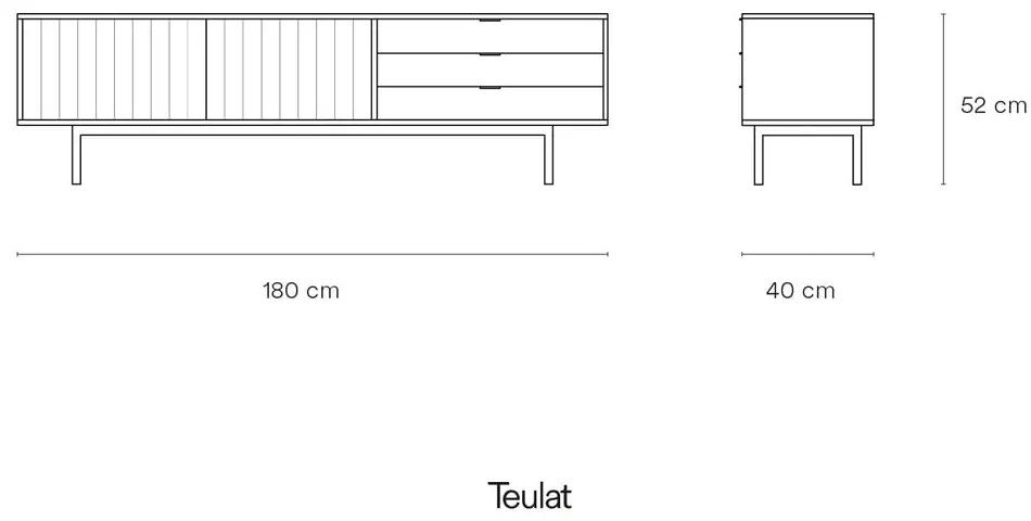 Сива/естествена маса за телевизор от декор от дъб 180x52 cm Sierra – Teulat