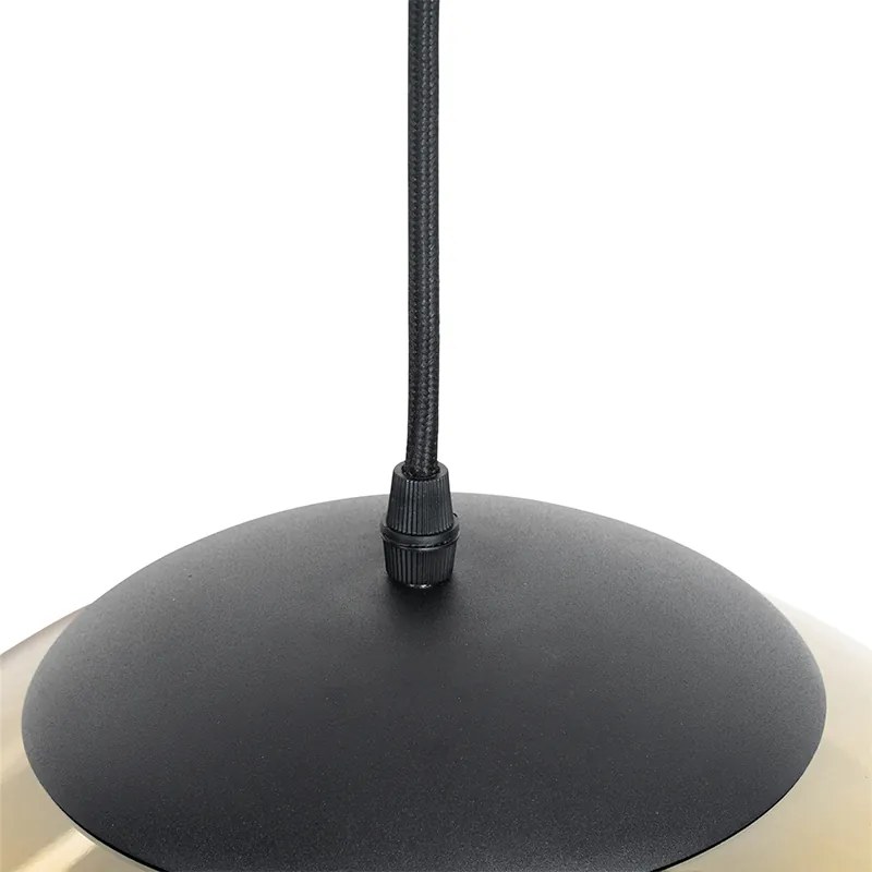 Арт Деко висяща лампа черна със златно стъкло 33 см - Pallon